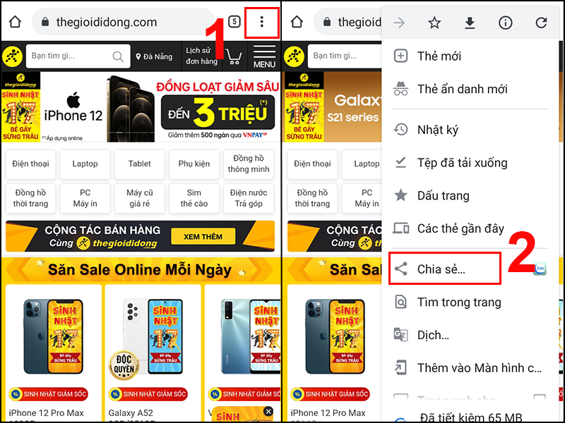 Vào trang web bạn muốn in